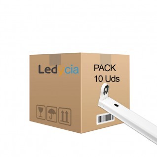 Pack 10 soportes para 1 tubo led t8 60cm 