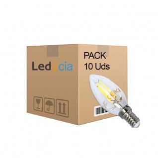 Pack de 10 bombillas de filamento led vela E14 4W