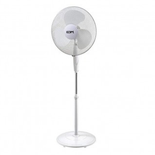 VENTILADOR DE PIE CON BASE CIRCULAR BLANCO POTENCIA: 45W ASPAS: 40cm ALTURA REGULABLE 110-130cm EDM