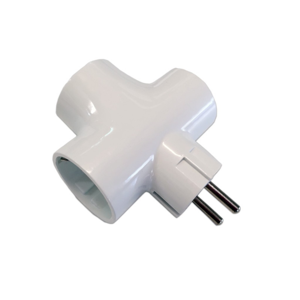 ADAPTADOR ENCHUFE 3 TOMAS T.T CERAMICO BLANCO LADRON